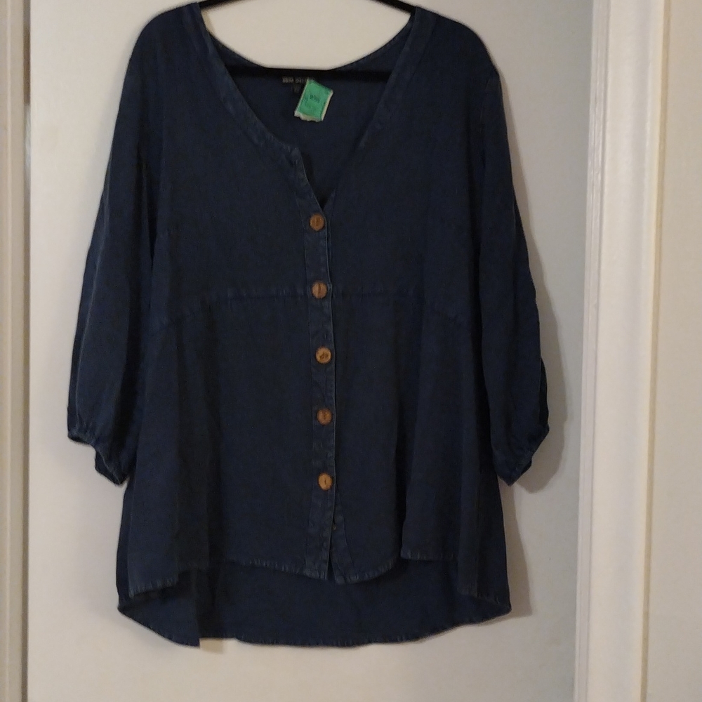 2X Denim Blue Top